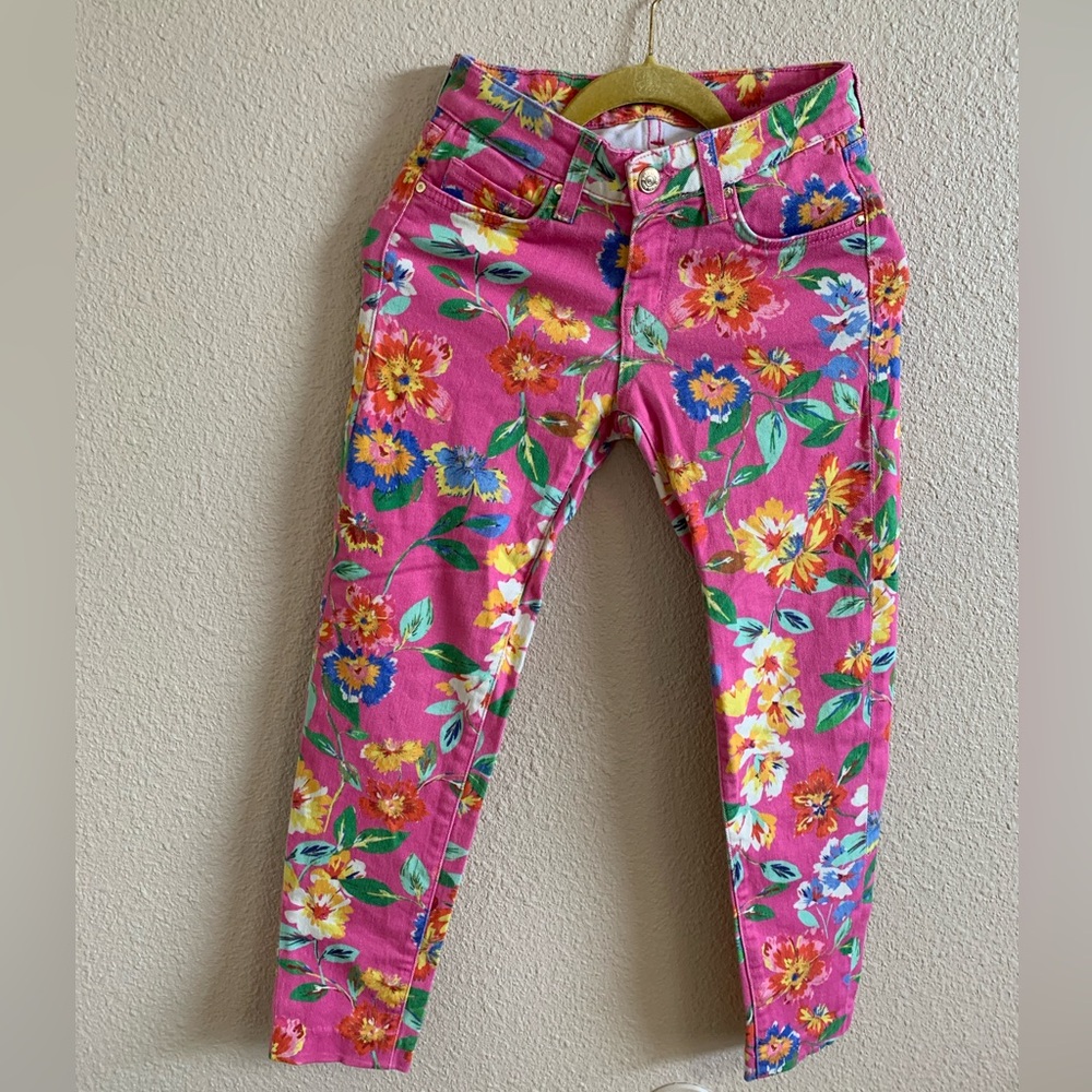 Kate Spade “Broome Street” Denim Pink Floral Skinny Ankle Pants 🌴